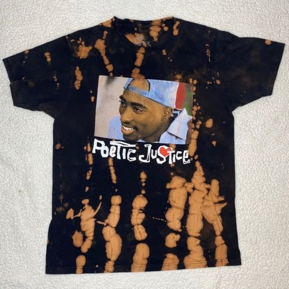 Tupac Poetic Justice Bleached T-Shirt: Size Medium